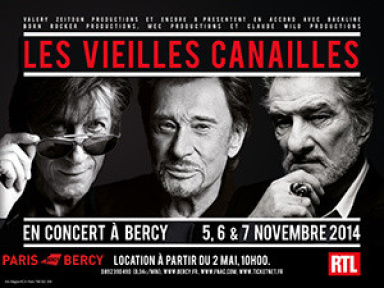 Les Vieilles Canailles : Johnny Hallyday, Jacques Dutronc et Eddy Mitchell, en concerts à Paris Bercy en novembre 2014 