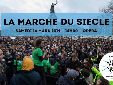 Marche du siècle pour le Climat sur la Place de l'Opéra à Paris le 16 Mars 2019
