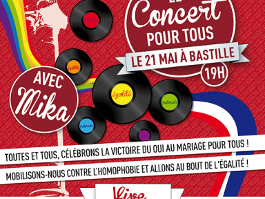Le Concert pour tous : concert gratuit à Paris Bastille pour célébrer le Mariage pour Tous