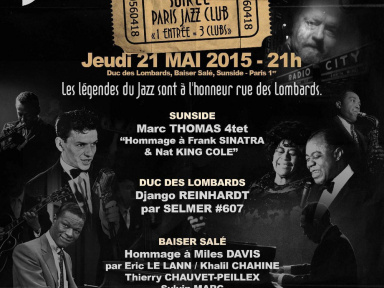 1 entrée = 3 clubs - Tarif 25€ - Soirée Paris Jazz Club - JAZZ LEGENDS