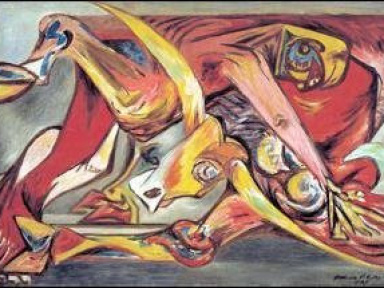 Man, Bull, Bird c 1938-41 Huile sur toile 60,9 x 91,4 cm Collection privée
