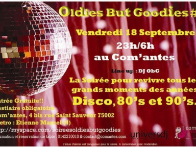Oldies but Goodies, Soirée, Paris, Com'antes, 80's, Disco 