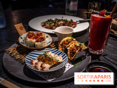 Akira Back - déjeuner en 45 mn - table -  - octopus credo, hot mess - beef taco