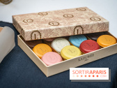 La bûche coffrets de Noël en trompe l'œil de Ladurée 2024 par Julien Alvarez et les créations de fête - macarons