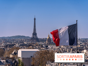 Le panorama du Panthéon - l'une des plus belles vues de Paris à 360° - Tour Eiffel - drapeau