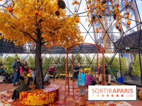 Bulle d'automne de la tour Eiffel : arbre géant et jeu grandeur nature au sommet de Paris