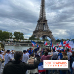 Athlètes et flambeau de Paris 2024