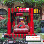 Plaza Athénée : une installation design XXL gratuite signée Uchronia exposée dans la cour du palace