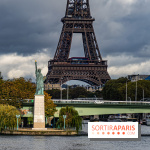 visuel Paris visuel  -  ile aux cygnes - statue de la liberté - temps gris