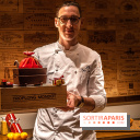 La Bûche de Noël d'Adrien Salavert aux Belles Perdrix de Troplong Mondot 2022 - hotte de vendanges du Père Noël