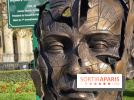 Des sculptures de visages d'Alexandre Monteiro "Hopare" à Paris