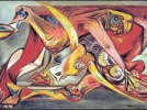 Man, Bull, Bird c 1938-41 Huile sur toile 60,9 x 91,4 cm Collection privée
