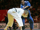 Lucie Decosse (R) of France vies with Urska Zolhir (L) of Slovenia in the women's 63 kg final final of the Euro Judo Championship in Belgrade, 07 April 2007.Decosse  won the final.        (Photo credit should read DIMITAR DILKOFF/AFP/Getty Images)