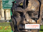 Des sculptures de visages d'Alexandre Monteiro "Hopare" à Paris