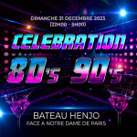 R&eacute;veillon du Nouvel An 2024 : la Boat party 80s 90s avec vue exceptionnelle sur Notre Dame de Paris