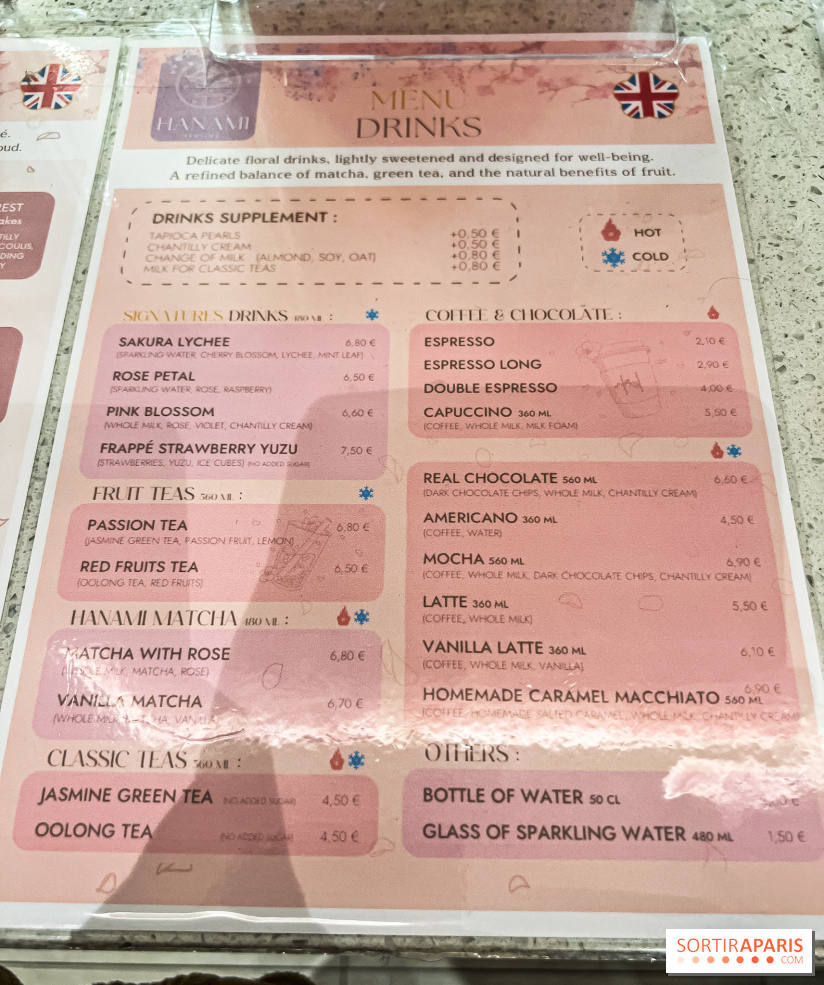Hanami Tea Time, nos photos - carte - menu - boissons - prix