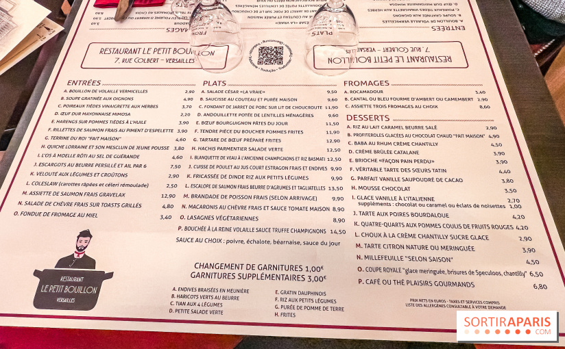 Petit Bouillon Versailles - restaurant près du Château de Versailles - menu - carte