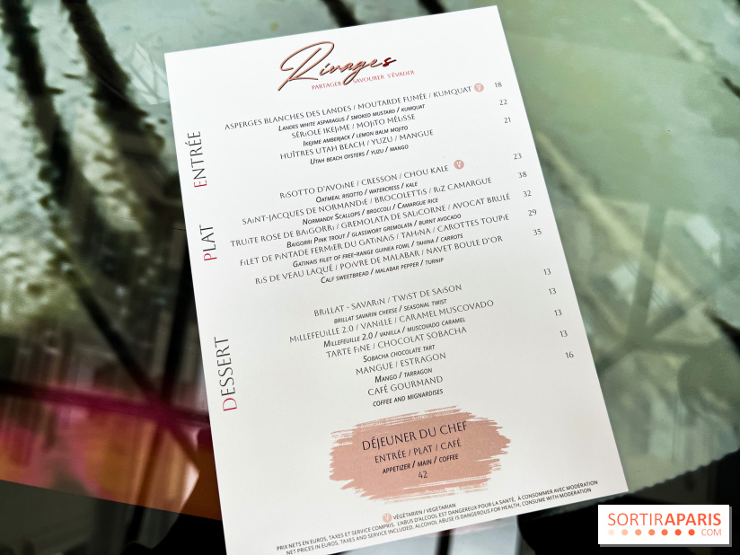 Rivages restaurant du Scribe par Martin Simolka - menu