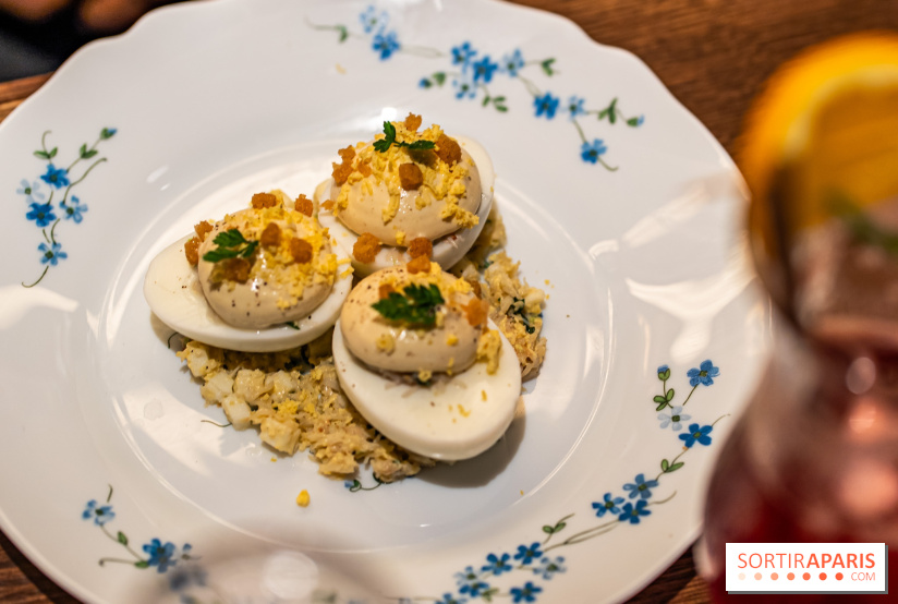 Bistrot Podium, le restaurant festif avec la carte de Glenn Viel -  L'oeuf mimosa au tourteau