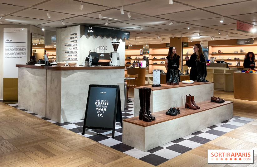 Café Jonak et collections chaussures marrons - Galeries Lafayette Haussmann