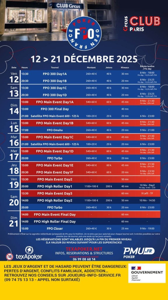 Club Circus : temple du poker à Paris