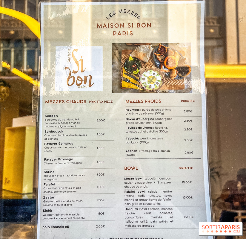 Maison Sibon Paris, la pâtisserie libanaise à la fois salon de thé et glacier - menu - carte