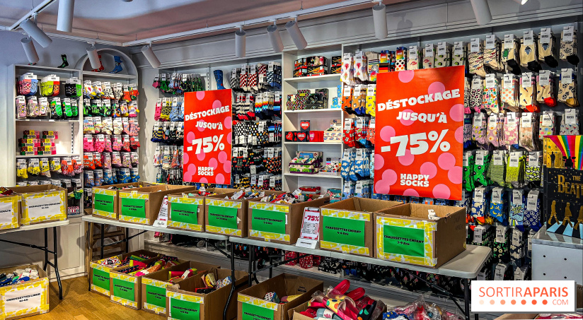 Destockage de chaussettes Happy Socks, adultes et enfants, à Paris