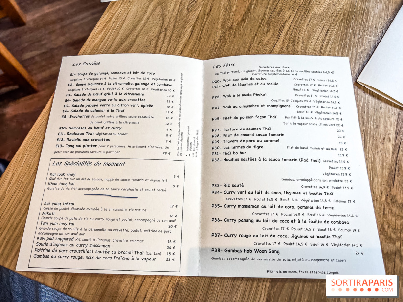 Q Bar, le bistrot et restaurant Thaïlandais à Paris - carte - menu