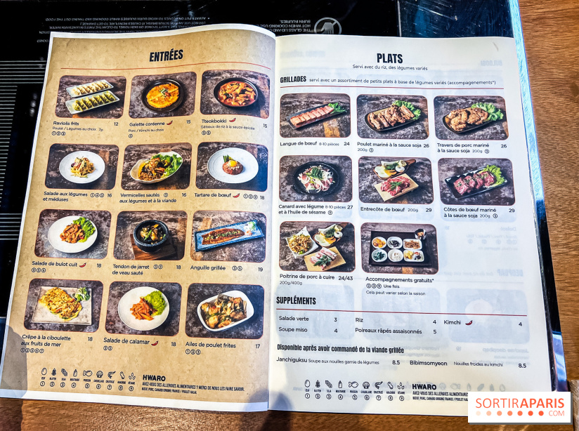 Hwaro Grill, le barbecue Coréen Paris 15e - carte - menu
