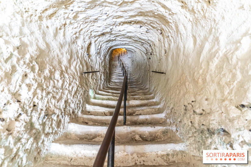 Le Château de la Roche Guyon, le château troglodyte dans le Val-d'Oise - 95 -  escalier dans la roche