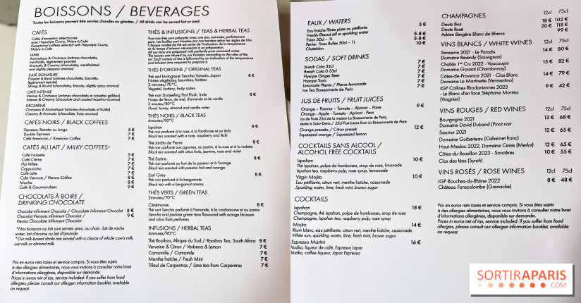 Le Café et la Pâtisserie Pierre Hermé à Versailles - Hôtel Les Lumières - carte - menu