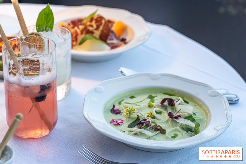 La terrasse dans un jardin avec vue Tour Eiffel du Marguerite 1606 au Domaine de la Reine Margot - A7C1361