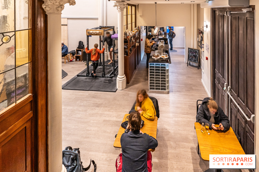 Climbing District Sèvres-Lecourbe, la salle d'escalade dans l'ancienne église Sainte-Rita dans le 15e - A7C2055