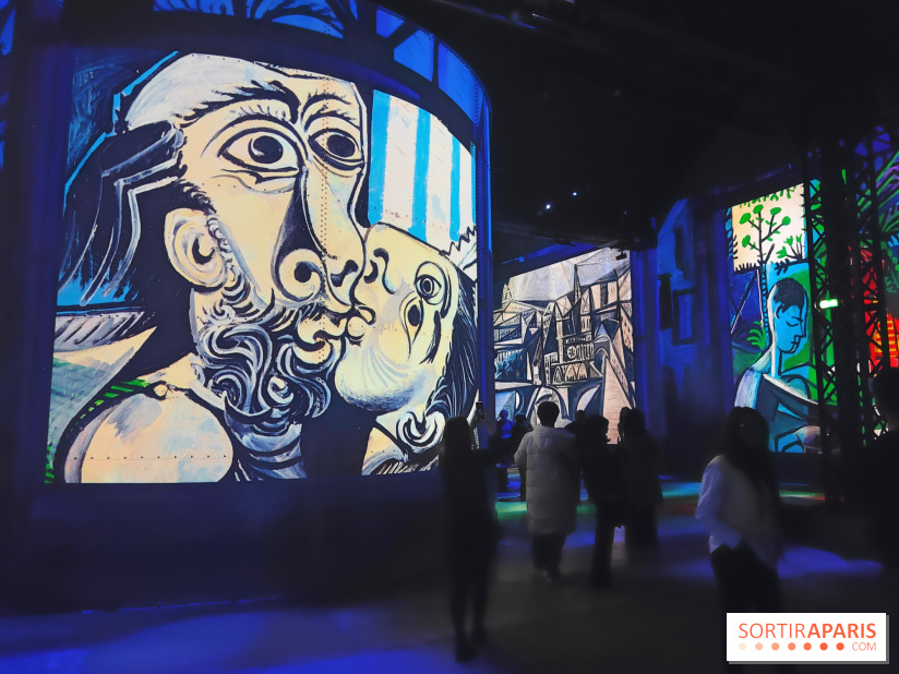 Picasso à l'Atelier des Lumières - Le Baiser, 1969, © Succession Picasso 2024; © RMN-Grand Palais (Musée national Picasso-Paris) / Adrien Didierjean