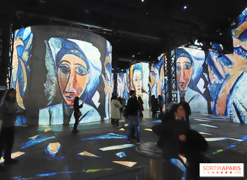 Picasso à l'Atelier des Lumières - Buste de femme ou de marin, 1907, © Succession Picasso 2024, © GrandPalaisRmn (musée national Picasso-Paris) / Adrien Didierjean