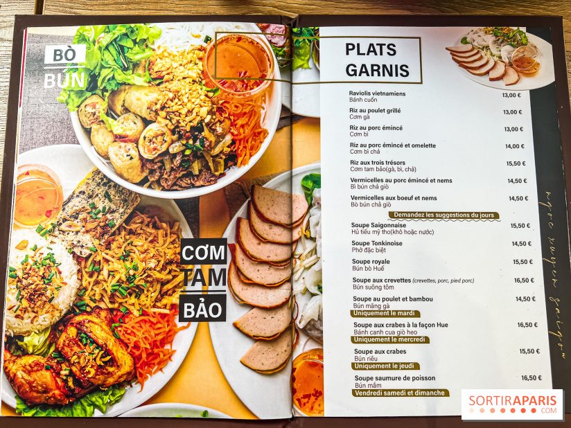 Ngoc Xuyen Saigon, le restaurant vietnamien du 13e aux bons pho et soupes de nouilles - menu