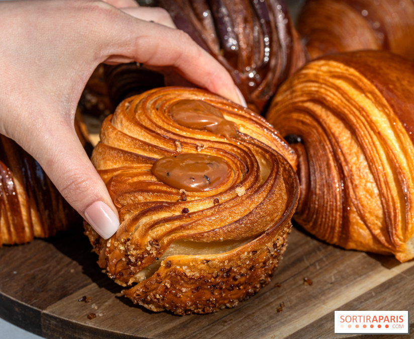 La boulangerie de Christophe Louie lance les nouvelle viennoiseries folles d'Anthony Nguyen - Roulé Choco et caramel Hochicha
