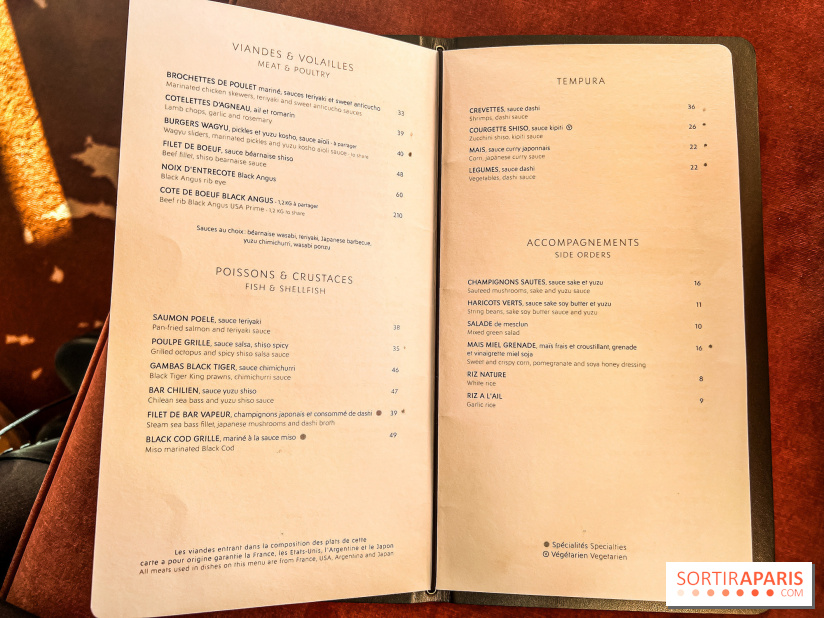 Kinugawa Rive Gauche à Paris, le restaurant en rooftop de l'Hôtel Sax - carte - menu