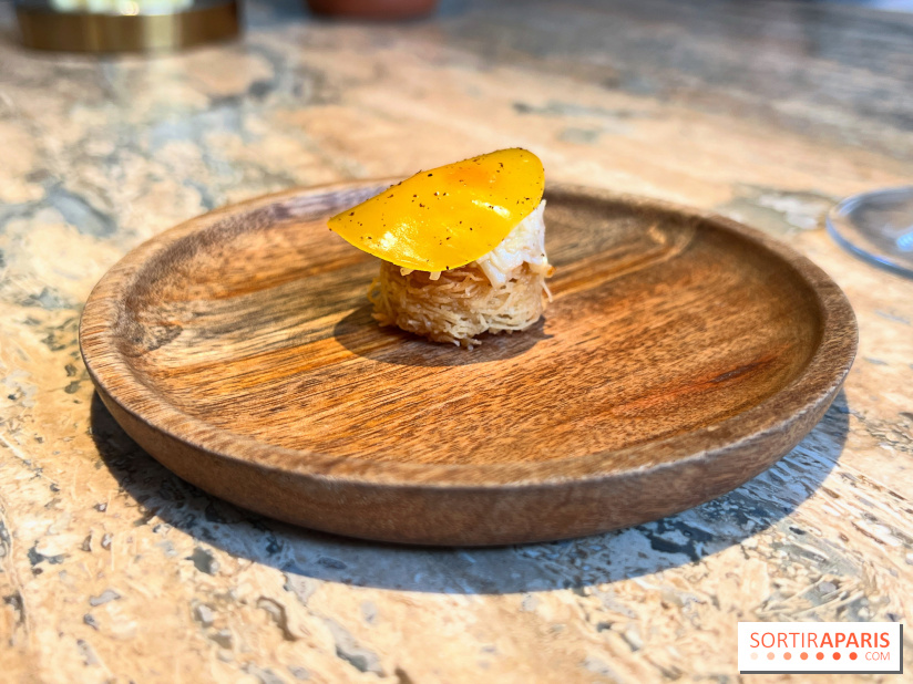 Restaurant Alan Geaam - Chair de tourteau et oursin, mayonnaise citron, kadaf croustillant