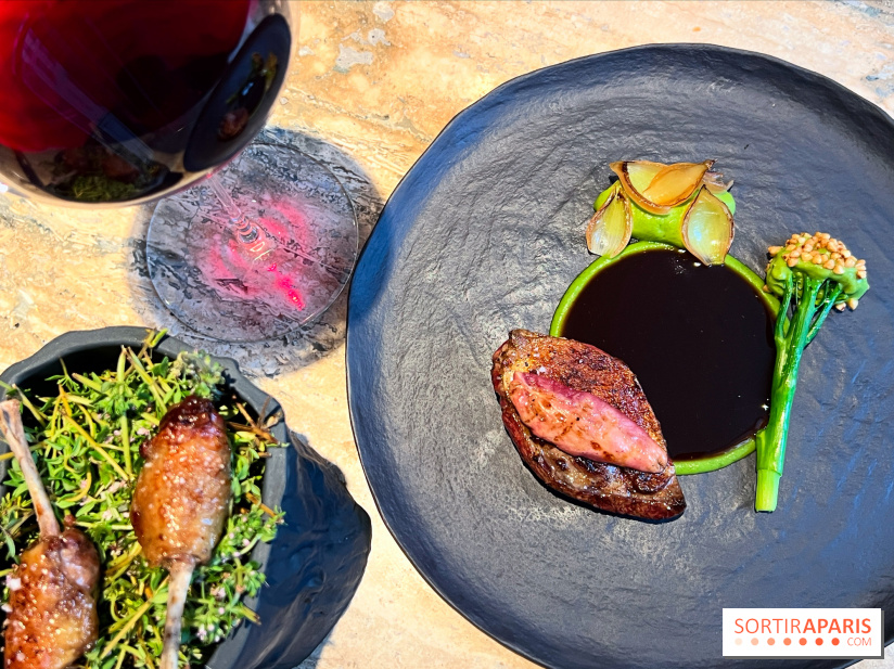 Restaurant Alan Geaam - Le Pigeon de Racan Broccolini, sarrasin et mélasse de grenade