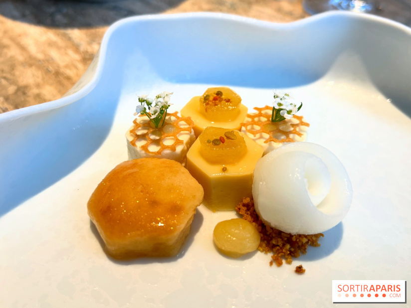 Restaurant Alan Geaam - Le lait au Miel Cédrat confit, baba aux agrumes, fleur d'oranger