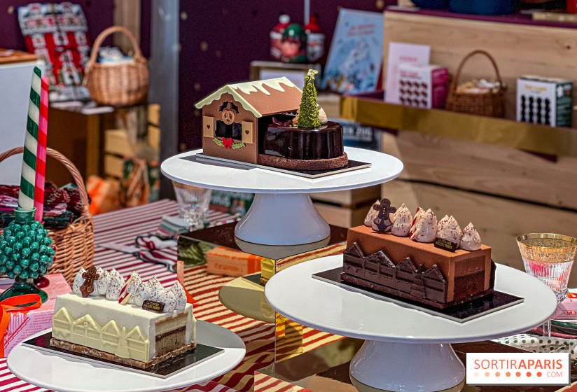 Bûches de Noël 2025 de La Grande Epicerie de Paris : trois gâteaux dans l'esprit des marchés de Noël