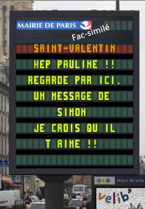  Saint-Valentin 2017 : vos mots d'amour sur les panneaux de Paris