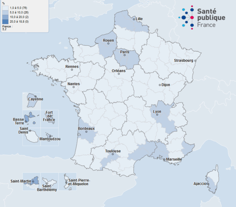 Coronavirus : le taux de tests positifs augmente en France
