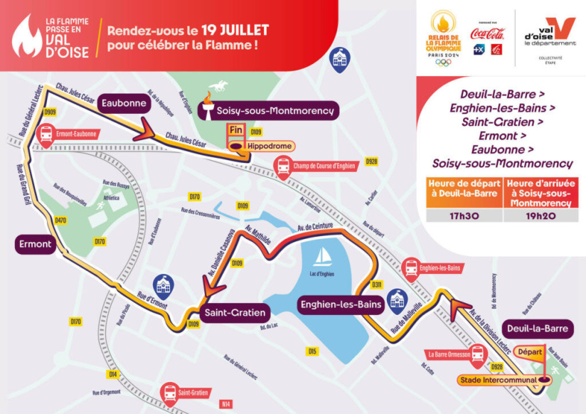 JO Paris 2024 : Parcours de la flamme Olympique dans le Val d’Oise - Deuil-la-Barre, Enghien-les-Bains, Saint-Gratien, Ermont, Eaubonne, Soisy-sous-Montmorency