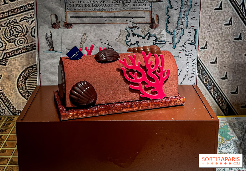 Les bûches de Noël 2024 de Jean-Paul Hévin, le maitre du chocolat : bûche corail