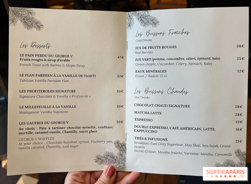 Le Christmas Pastry Bar, le salon de thé éphémère de Noël du George V : la carte - menu