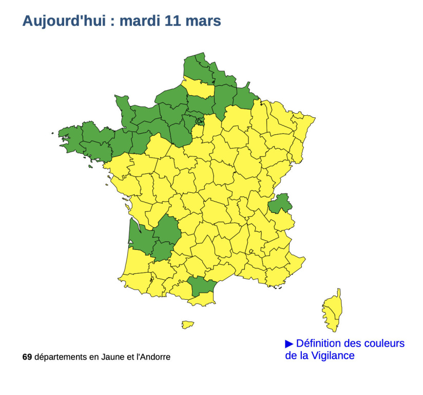 Orage : 69 départements en vigilance orange dont l'Essonne ce mardi 11 mars