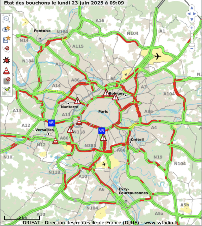 Embouteillages : près de 400 km de bouchons à Paris et en Ile-de-France ce lundi 23 juin