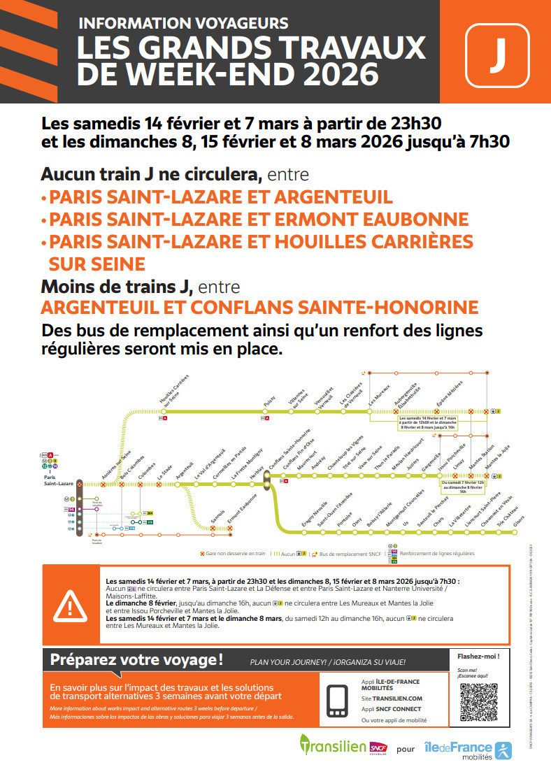 Ligne J, la ligne interrompue depuis Paris Saint-Lazare plusieurs jours